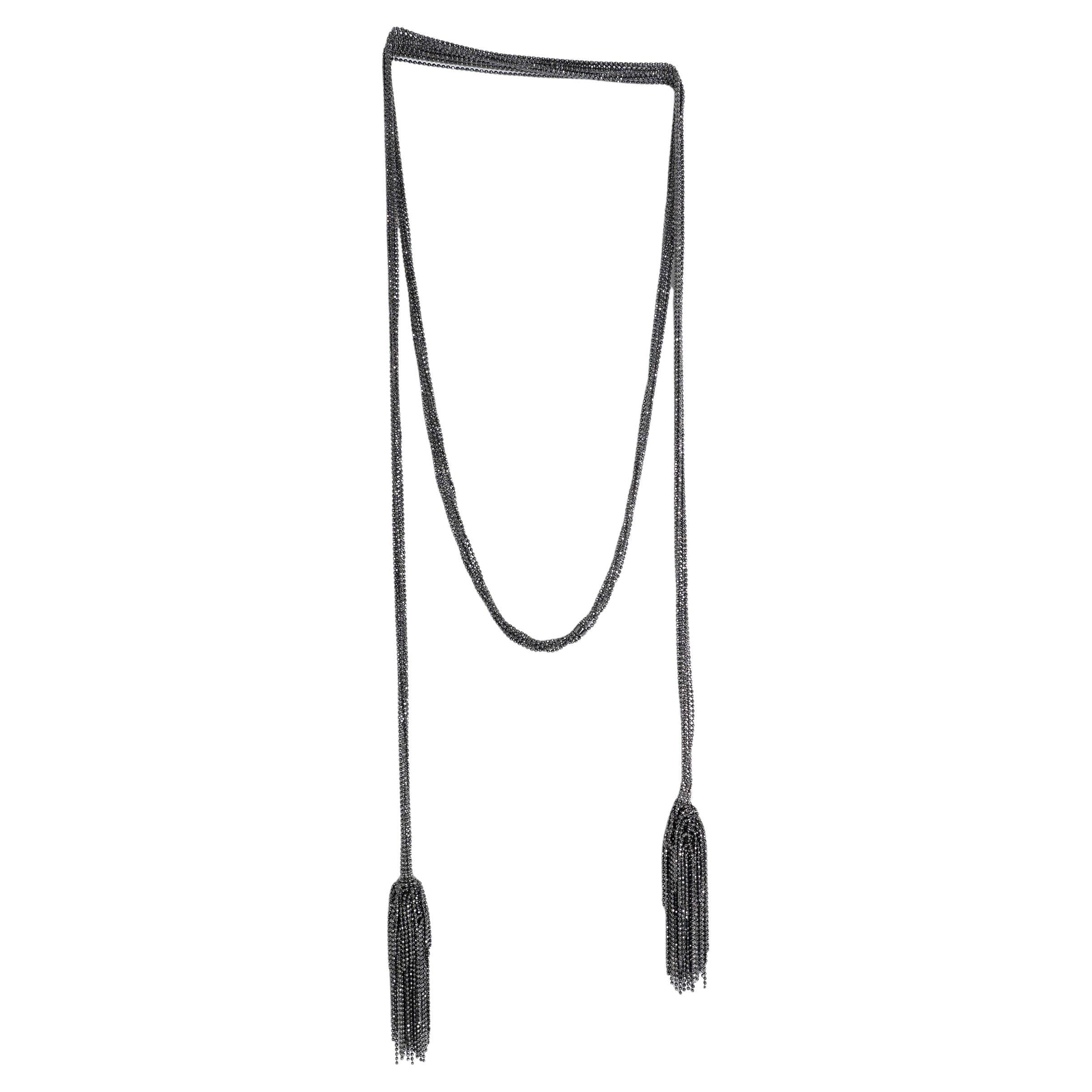 BRUNELLO CUCINELLI cgunmetal MONILI TASSELED LARIAT Necklace