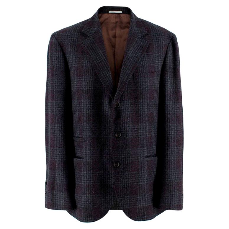Brunello Cucinelli Checked Wool Men's Single Breasted Jacket - Size XL - EU 52 For Sale