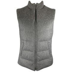 BRUNELLO CUCINELLI Chest Size L Grey Quilted Wool / Silk / Cashmere Zip Up Vest