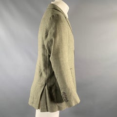 BRUNELLO CUCINELLI Chest Size M Olive Woven Linen / Wool / Silk Sport Coat