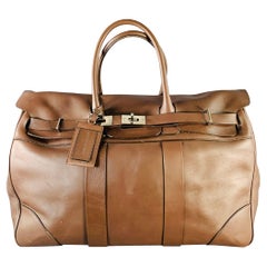 BRUNELLO CUCINELLI Chocolate Brown Leather Clasp Weekender Bag BRUNELLO CUCINELLI Chocolate Brown Leather Clasp Weekender Bag