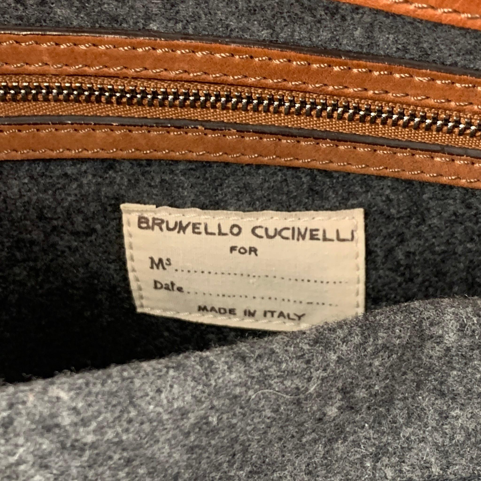 Women's BRUNELLO CUCINELLI Cognac Mixed Leathers Calfskin Tote Handbag