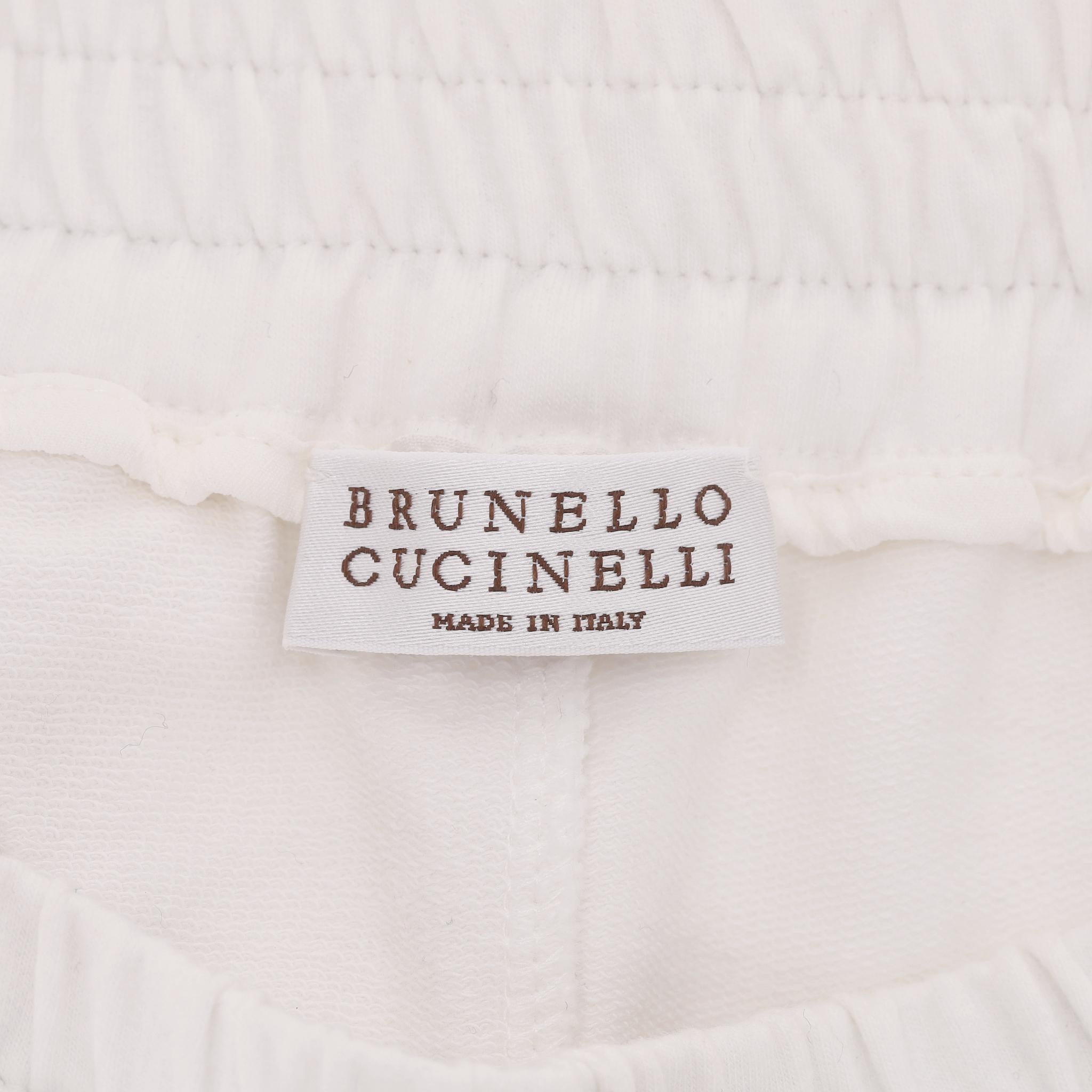 Brunello Cucinelli - Pantalon de jogging court en coton à rayures latérales en vente 1