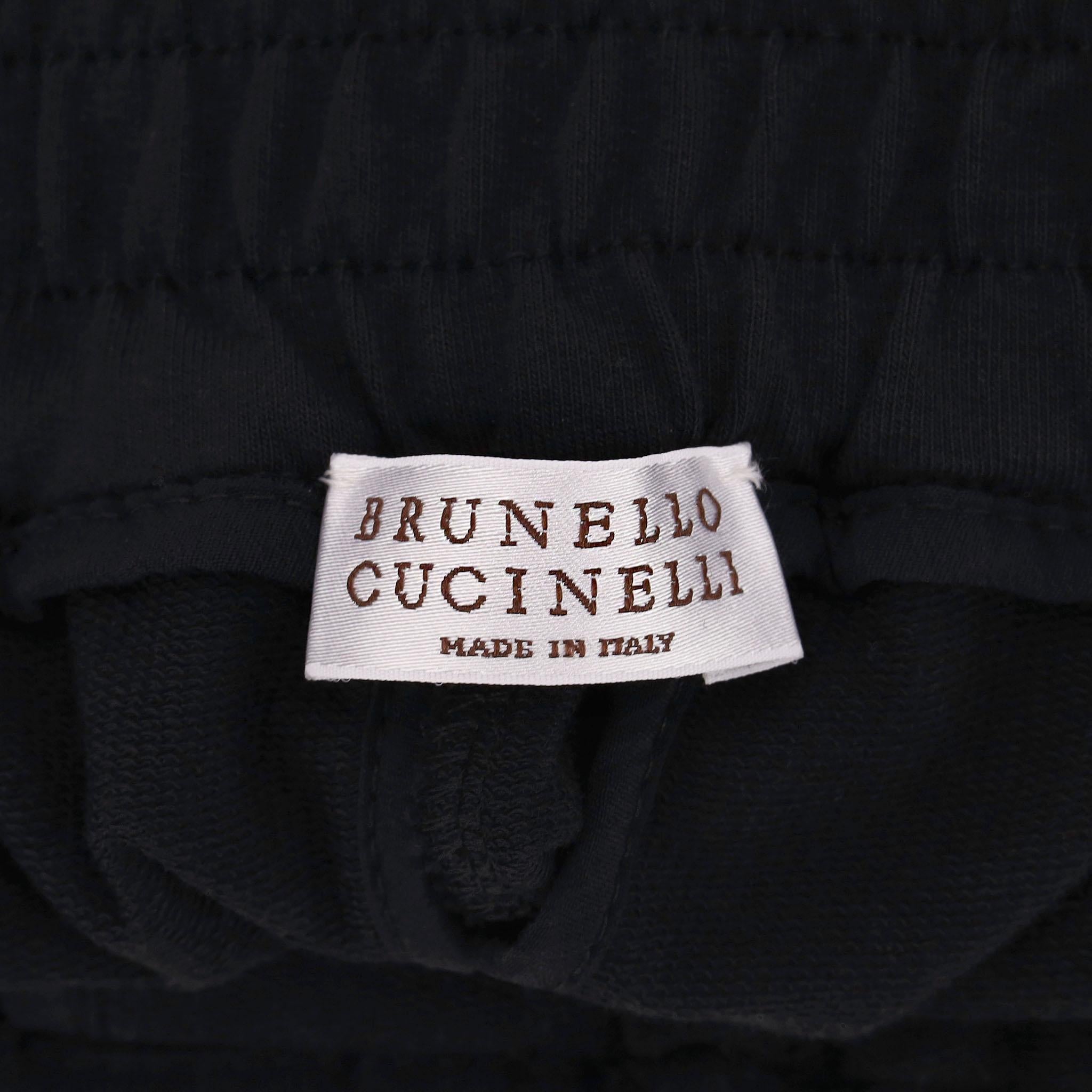 Pantaloni/joggers cropped in cotone a righe laterali di Brunello Cucinelli in vendita 2