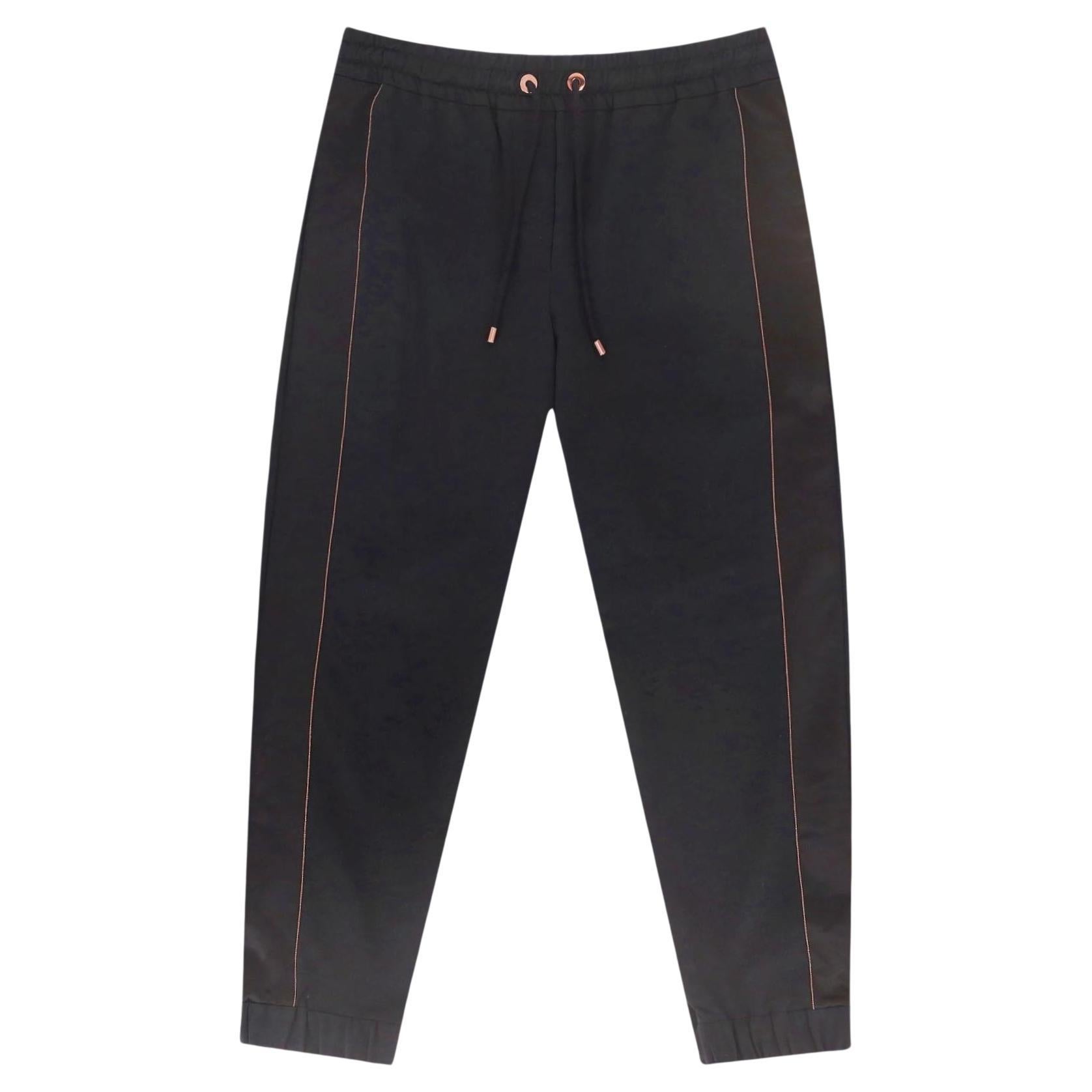 Pantaloni/joggers cropped in cotone a righe laterali di Brunello Cucinelli in vendita
