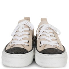 Zapatillas BRUNELLO CUCINELLI color crema 2025 MONILI LOW TOP KNIT, talla 38