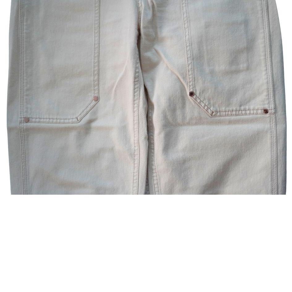 Gray Brunello Cucinelli Cream Baggy Straight Leg Cargo Jean Pants For Sale