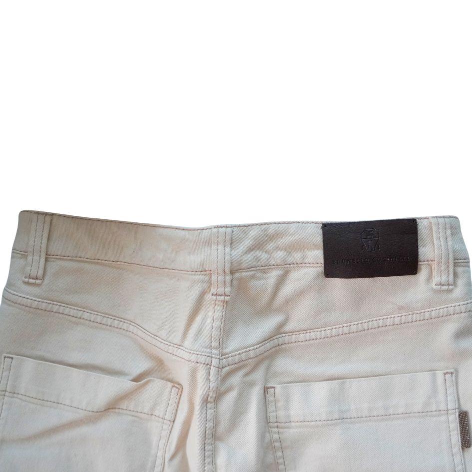 Women's Brunello Cucinelli Cream Baggy Straight Leg Cargo Jean Pants For Sale
