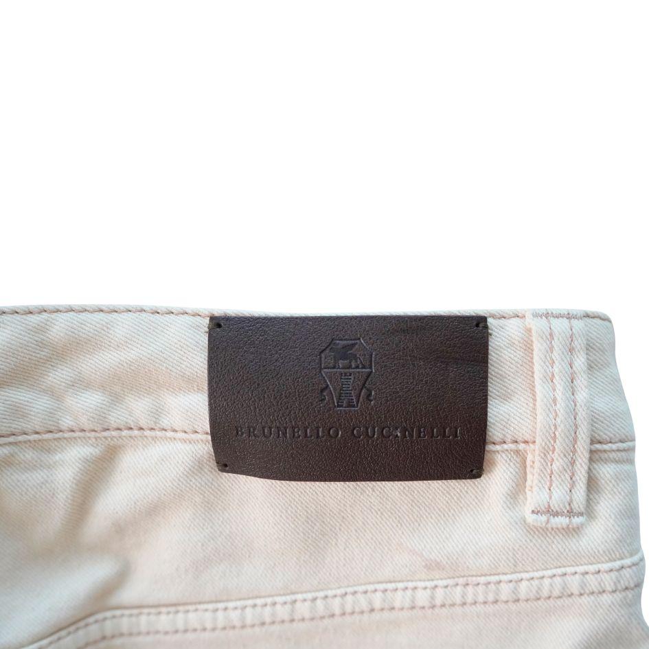 Brunello Cucinelli Cream Baggy Straight Leg Cargo Jean Pants For Sale 1