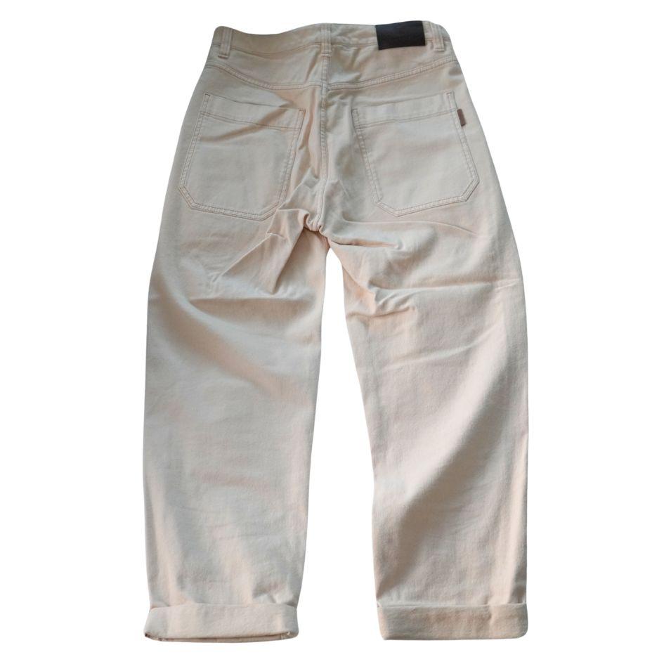 Brunello Cucinelli Cream Baggy Straight Leg Cargo Jean Pants For Sale 2