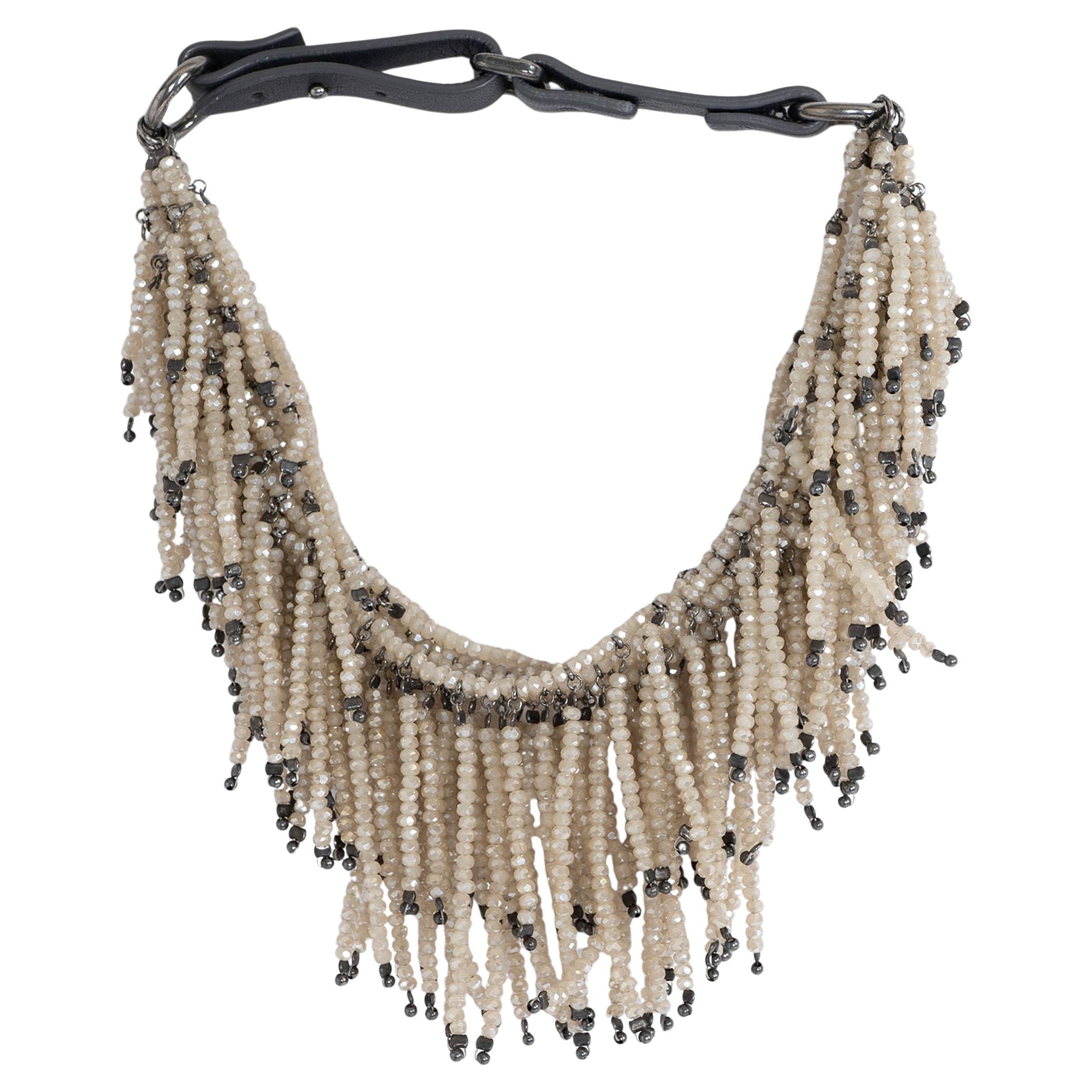BRUNELLO CUCINELLI cream
black MONILI FRINGE Choker Necklace