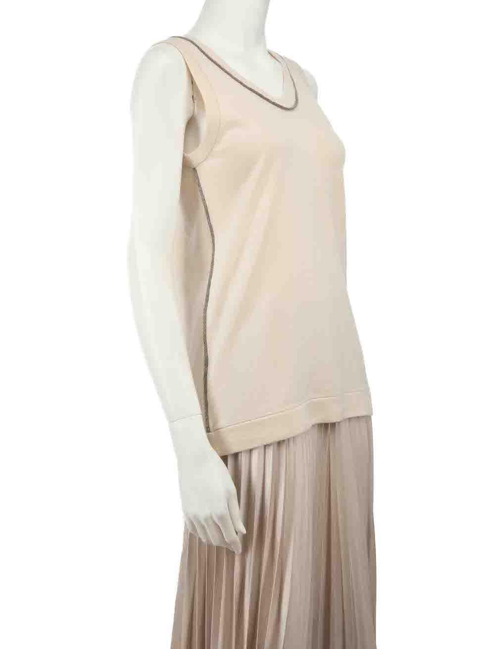 CONDITION is Very good. Minimal wear to top is evident. Minimal wear to the composition label at the lining that has come detached at one side on this used Brunello Cucinelli designer resale item.
 
 
 
 Details
 
 
 Cream
 
 Cashmere
 
 Knitted and