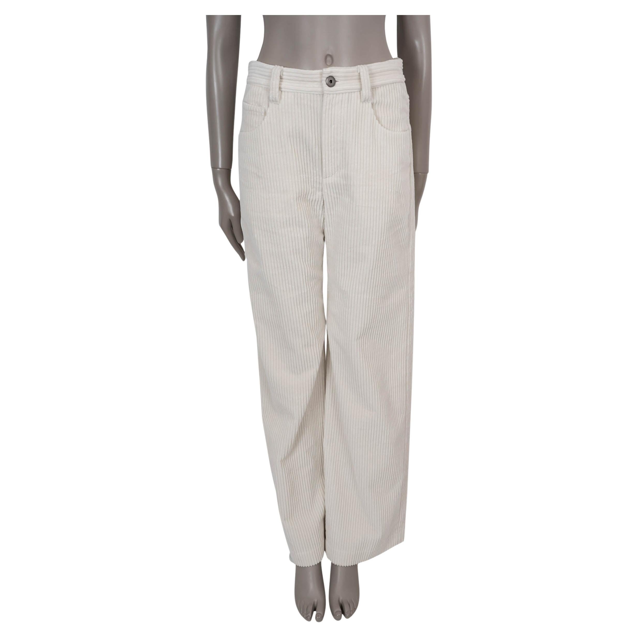 BRUNELLO CUCINELLI cream cotton 2022 CORDUROY STRAIGHT Pants 38 XS en venta