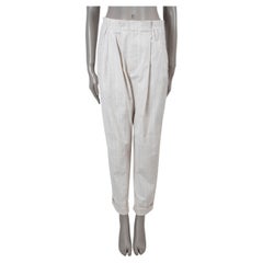 BRUNELLO CUCINELLI cream cotton & linen 2020 PLEATED Pants 40 S
