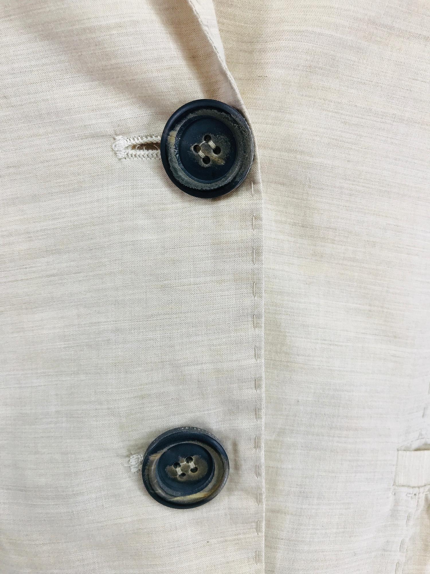 Brunello Cucinelli Cream Cotton & Linen Knit Button Front Jacket XS For Sale 6