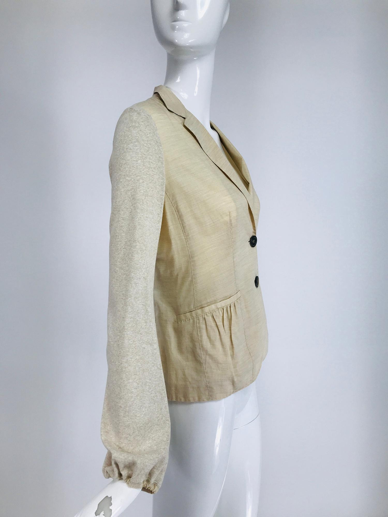 Brunello Cucinelli Cremefarbene Jacke aus Baumwolle und Leinen mit Knopfleiste aus Strick XS (Beige) im Angebot