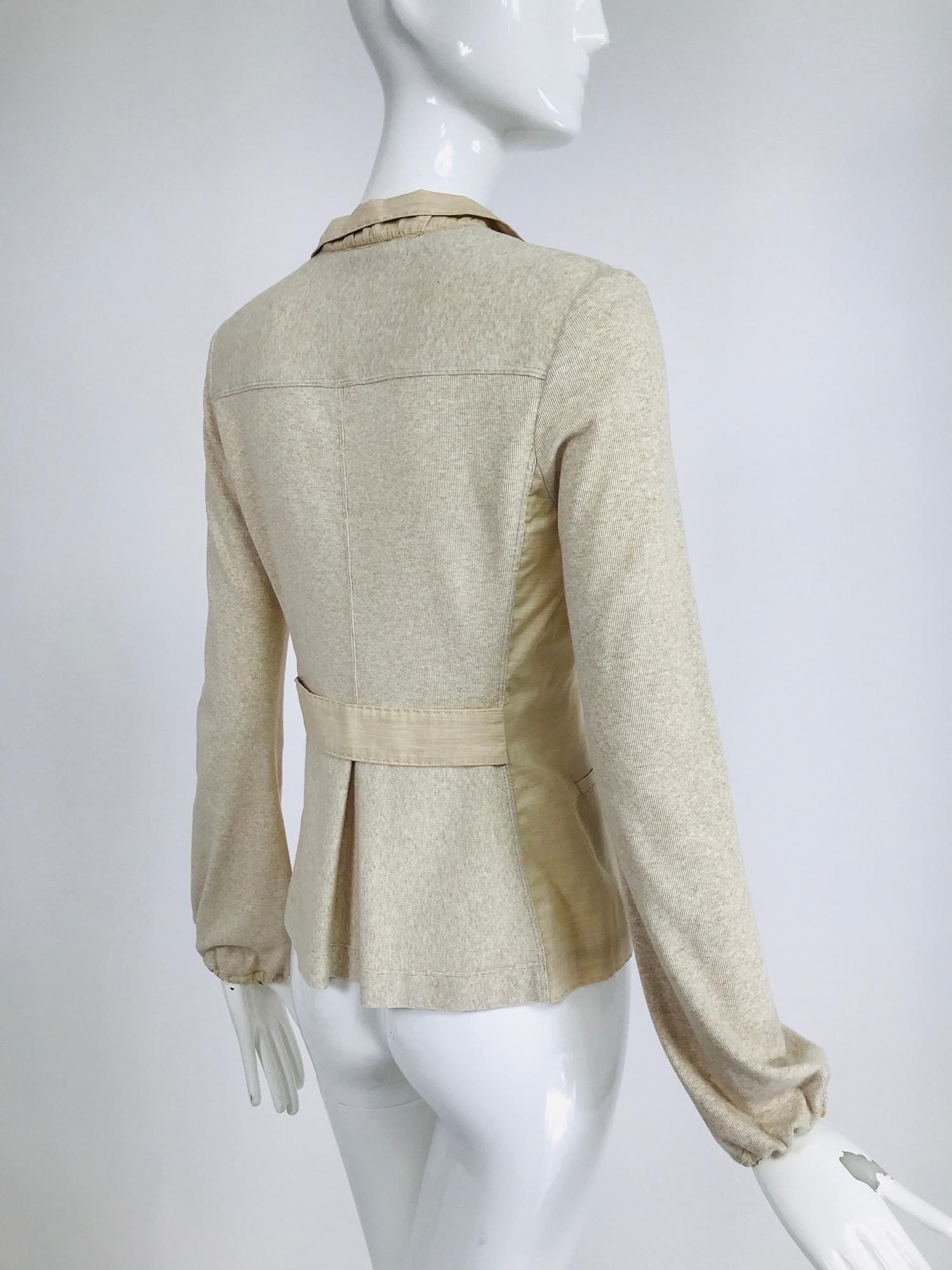 Brunello Cucinelli Cremefarbene Jacke aus Baumwolle und Leinen mit Knopfleiste aus Strick XS Damen im Angebot