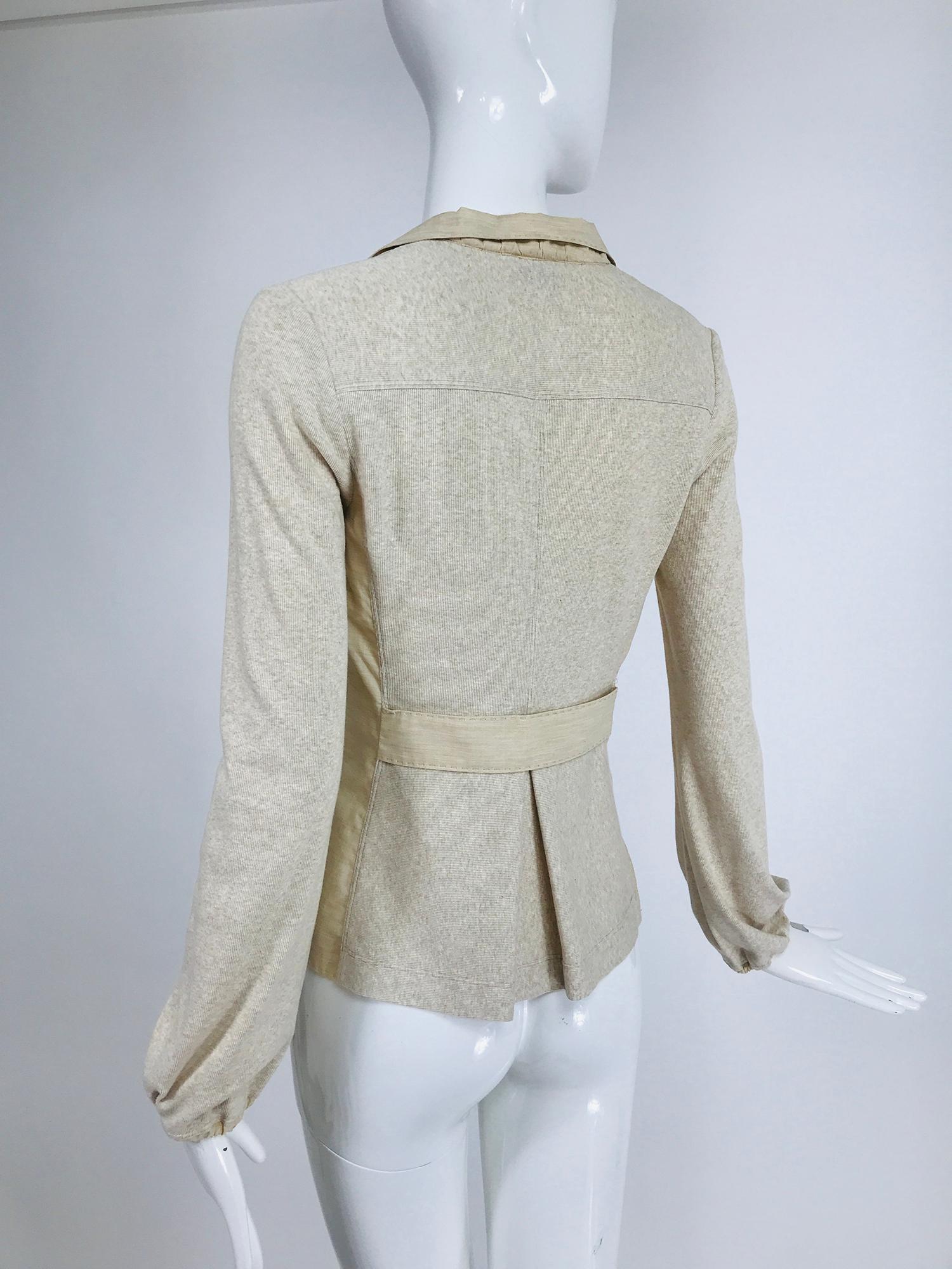 Brunello Cucinelli Cream Cotton & Linen Knit Button Front Jacket XS For Sale 1