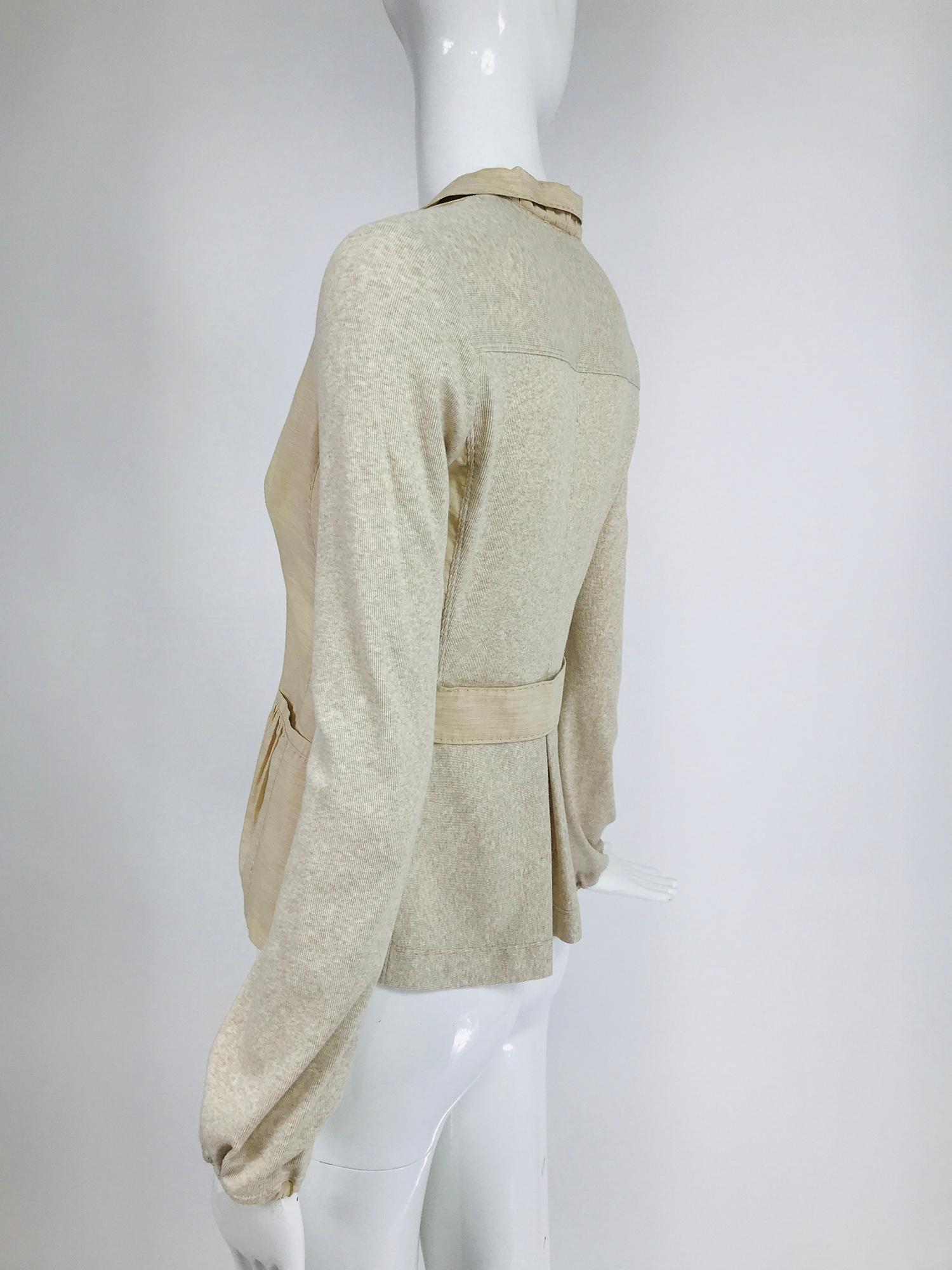 Brunello Cucinelli Cremefarbene Jacke aus Baumwolle und Leinen mit Knopfleiste aus Strick XS im Angebot 3