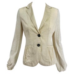 Brunello Cucinelli - Veste boutonnée en tricot de coton et de lin crème XS