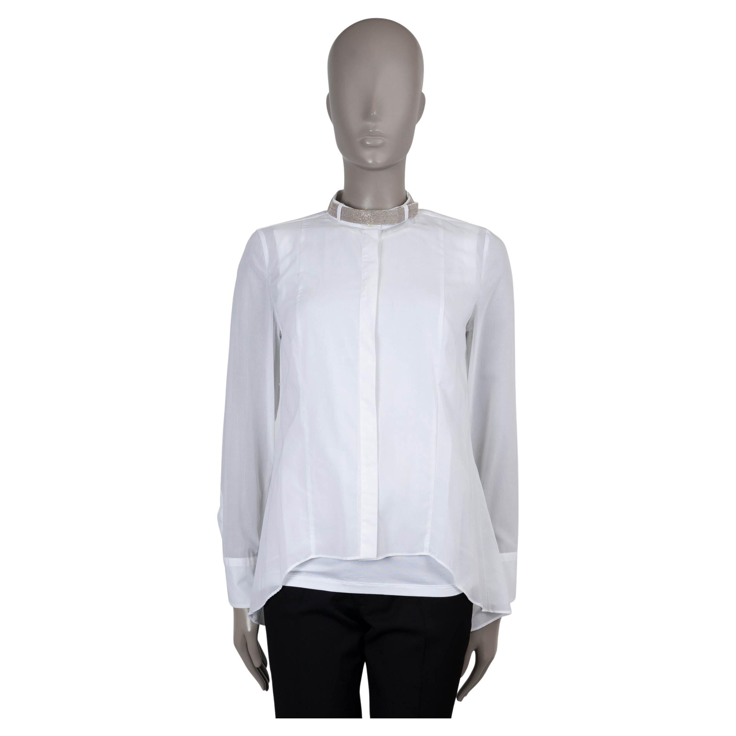 BRUNELLO CUCINELLI algodón crema MONILI COLLAR CAMISETA M