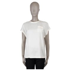 BRUNELLO CUCINELLI cream silk 2017 MONILI TRIM STRIPED Blouse Shirt M