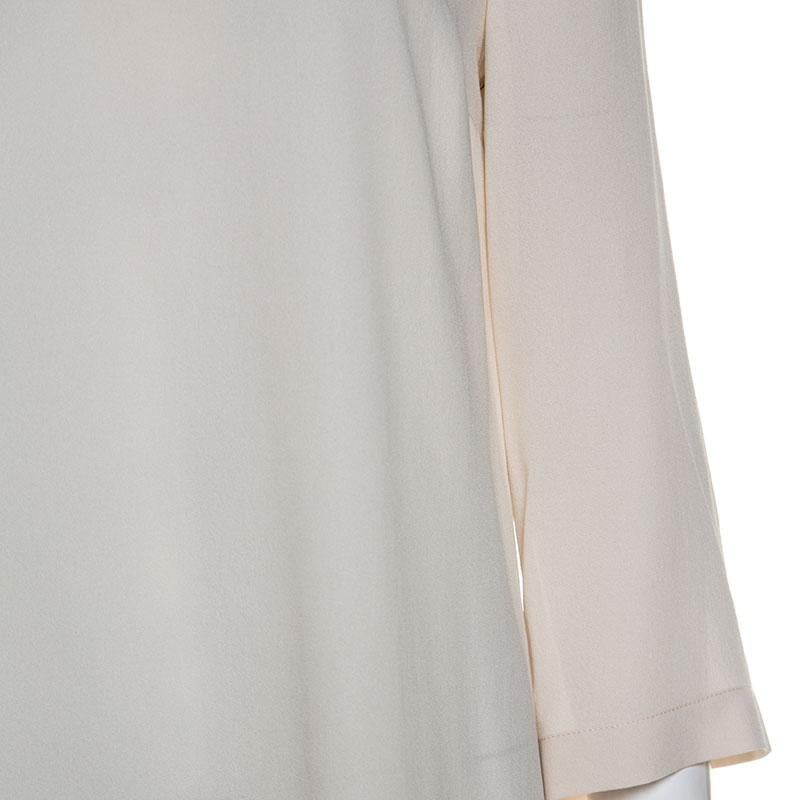 Brunello Cucinelli Cream Silk Beaded Collar Detail Shift Dress M 1
