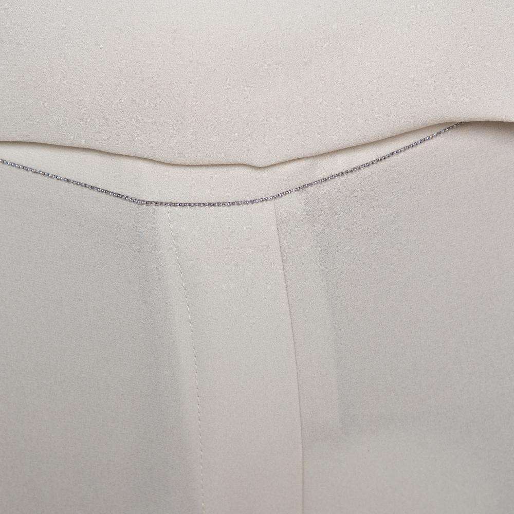Brunello Cucinelli Cream Silk Crepe Strapless Jumpsuit S In Good Condition In Dubai, Al Qouz 2
