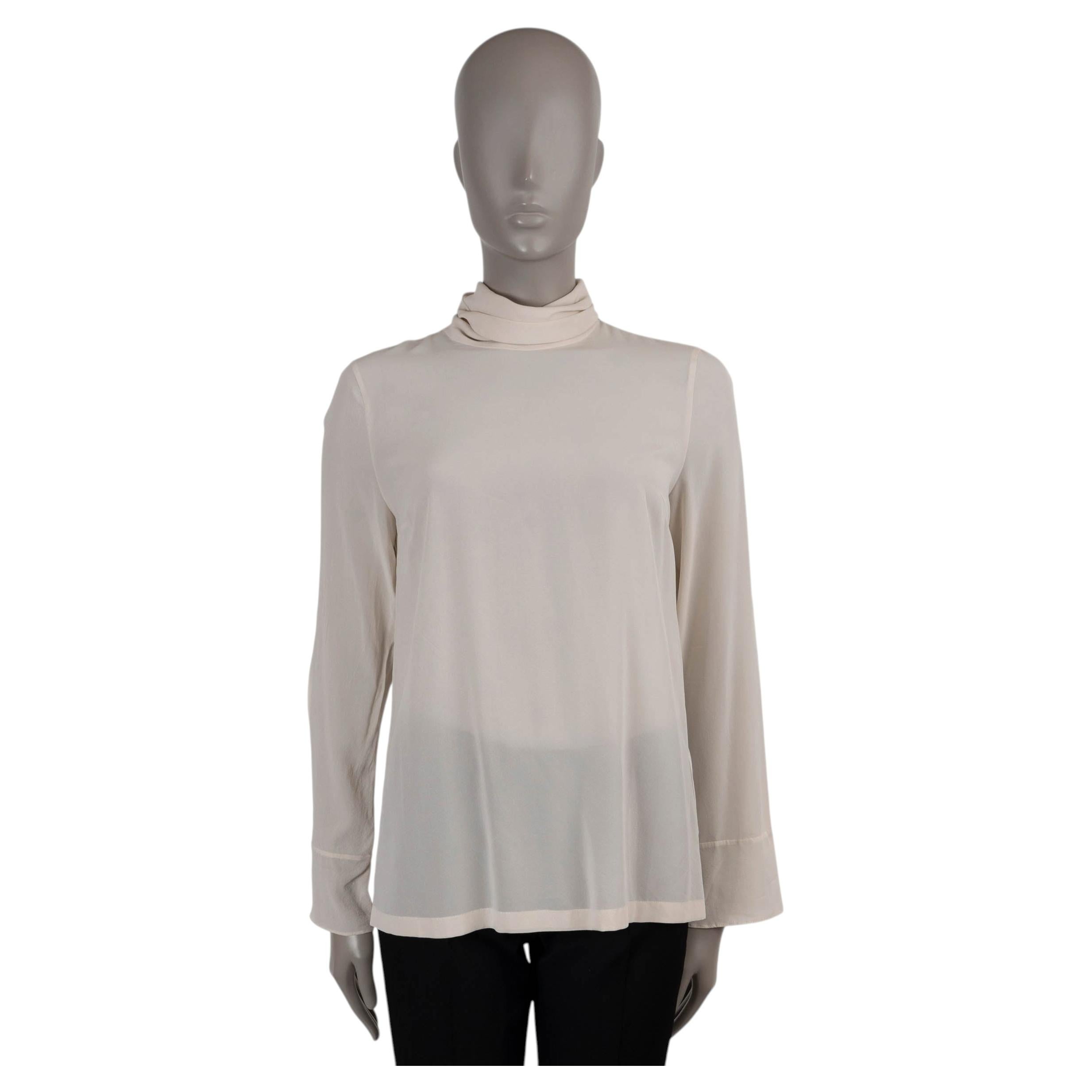 Brunello Cucinelli crema seta MONILI TURTLENECK Camicetta S in vendita