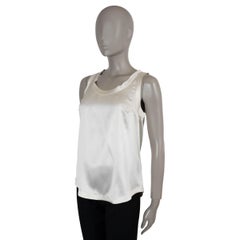 BRUNELLO CUCINELLI cream silk SATIN Tank Top Shirt S