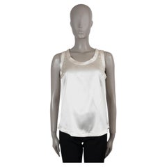 BRUNELLO CUCINELLI cream silk SATIN Tank Top Shirt S