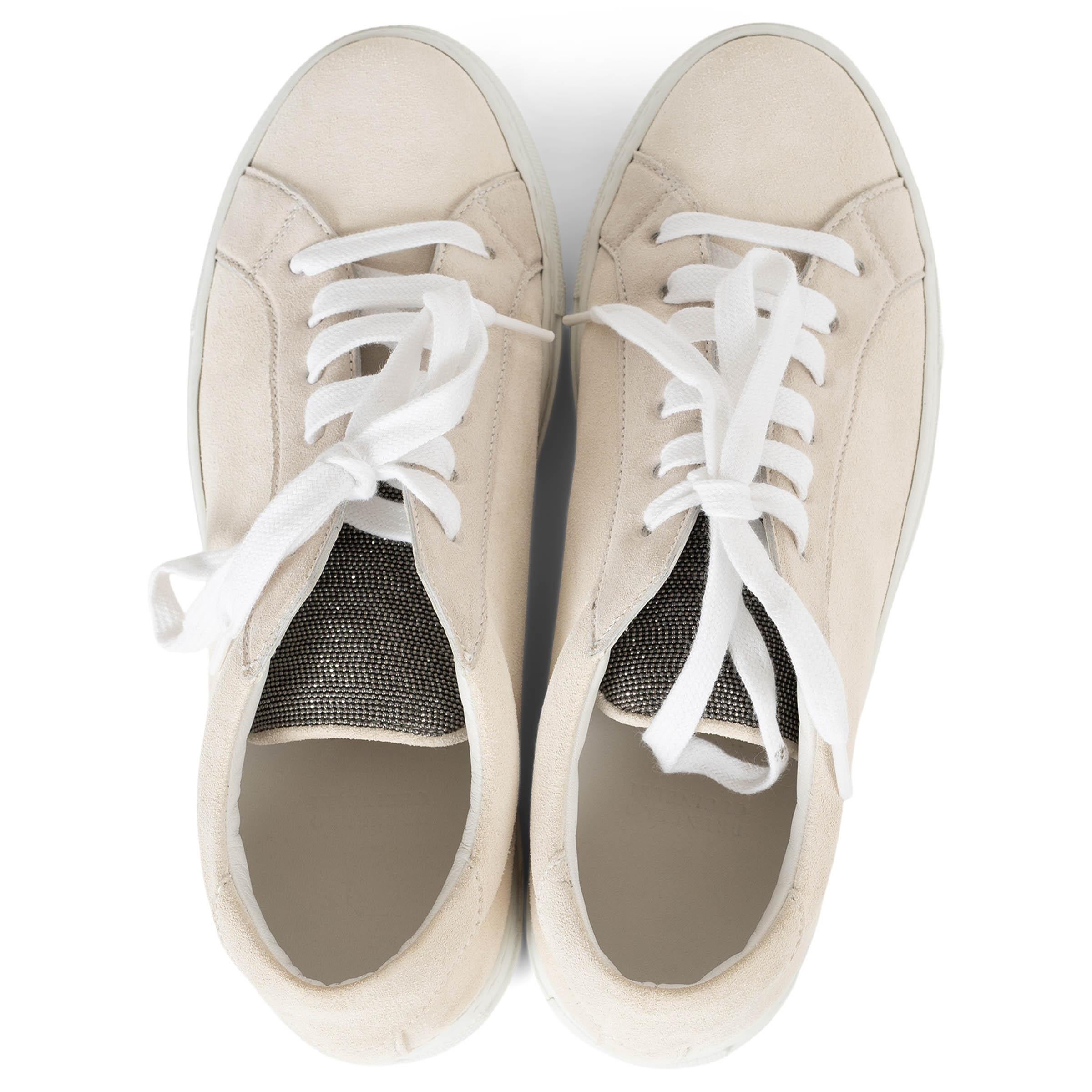 BRUNELLO CUCINELLI crème en daim MONILI Chaussures de sport 38 Pour femmes en vente