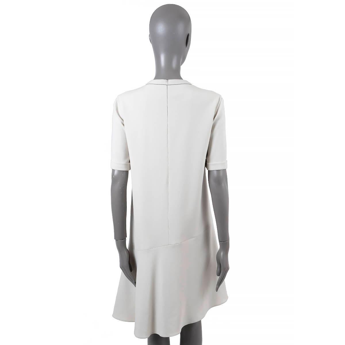 BRUNELLO CUCINELLI Robe MONILI ASYMMETRIC en laine crème L en vente 1