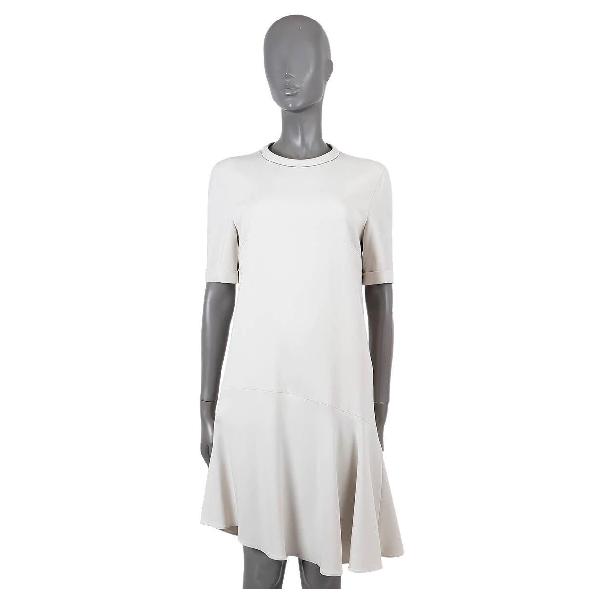 BRUNELLO CUCINELLI cream wool MONILI ASYMMETRIC Dress L For Sale