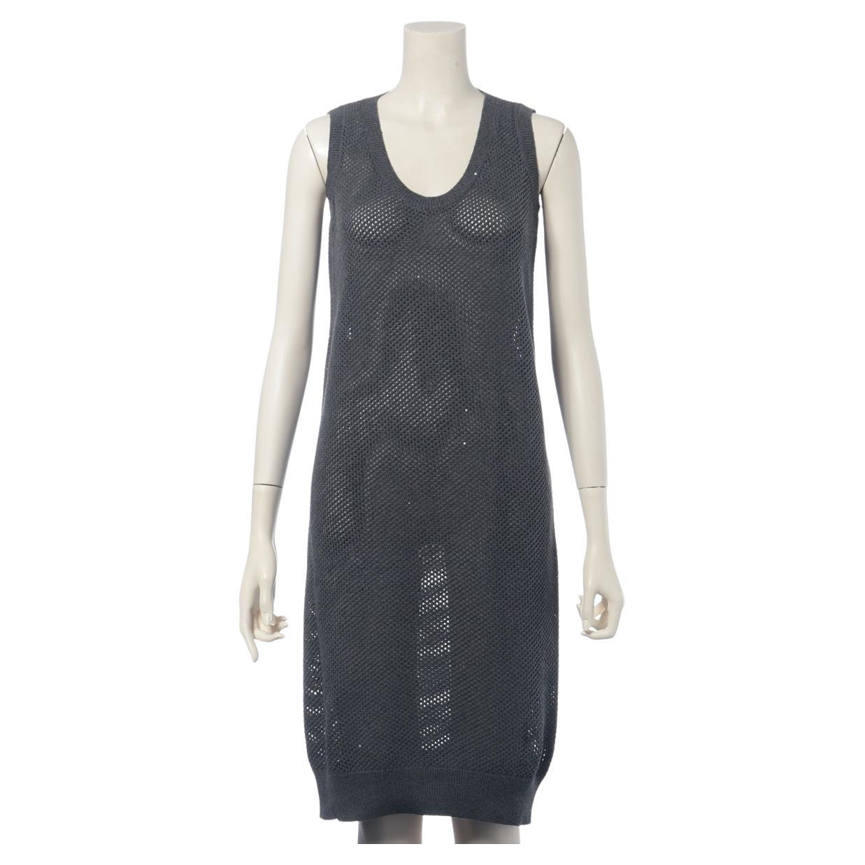 Brunello Cucinelli Crochet Knit Dress Black
