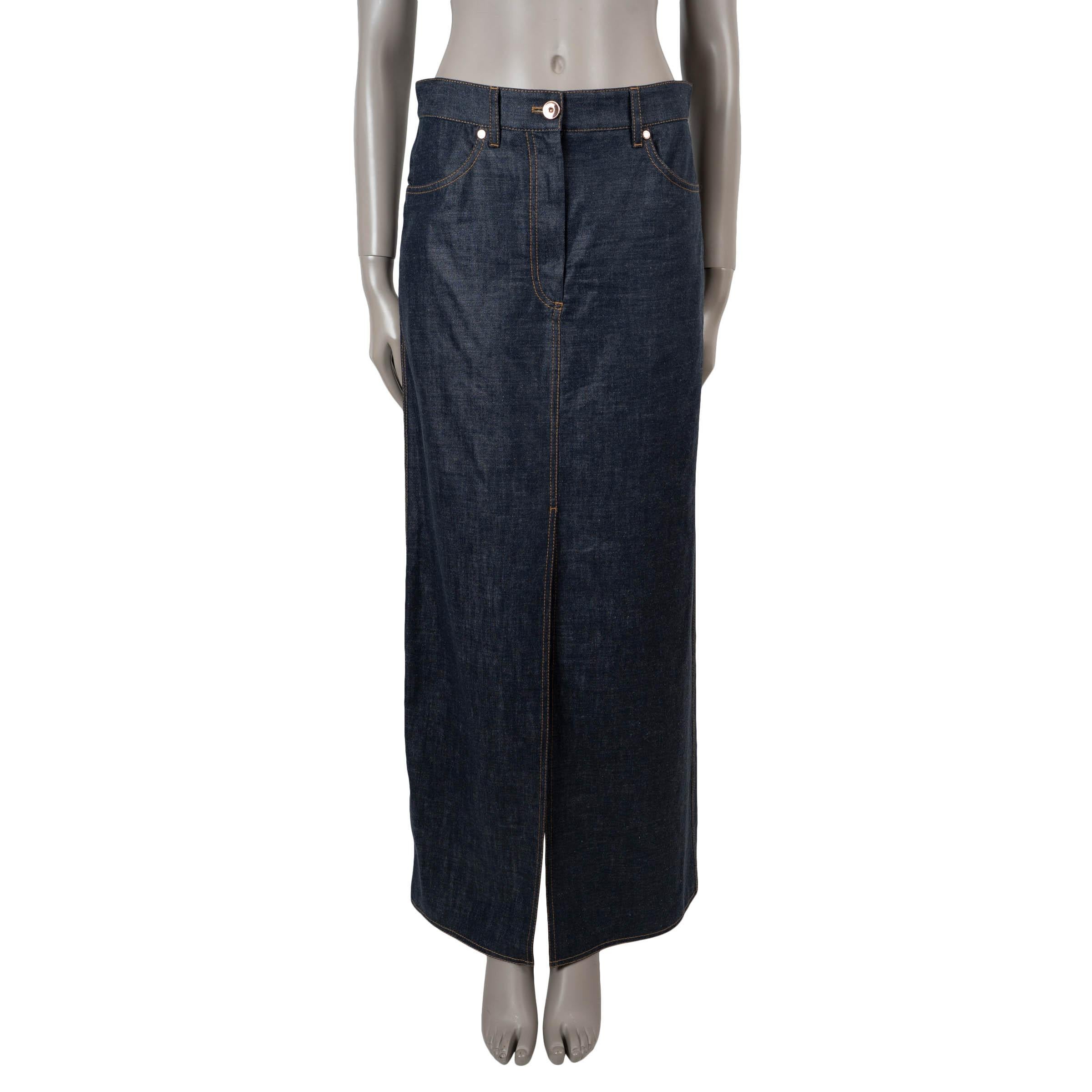 BRUNELLO CUCINELLI dark blue cotton 2024 DENIM MAXI Skirt 40 S