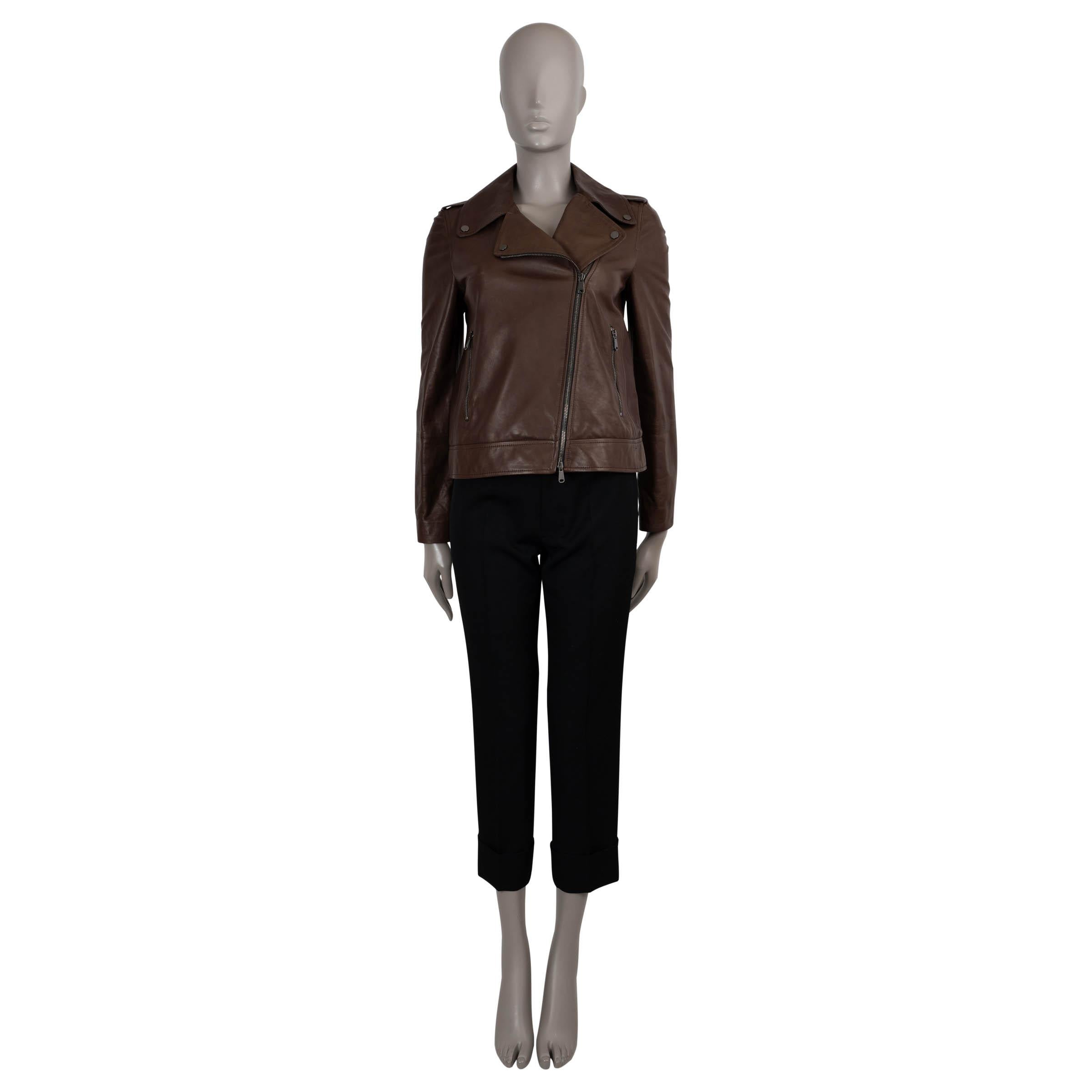 Brunello Cucinelli Giacca BIKER 2020 in pelle marrone scuro 40 S In condizioni ottime in vendita a Zürich, CH