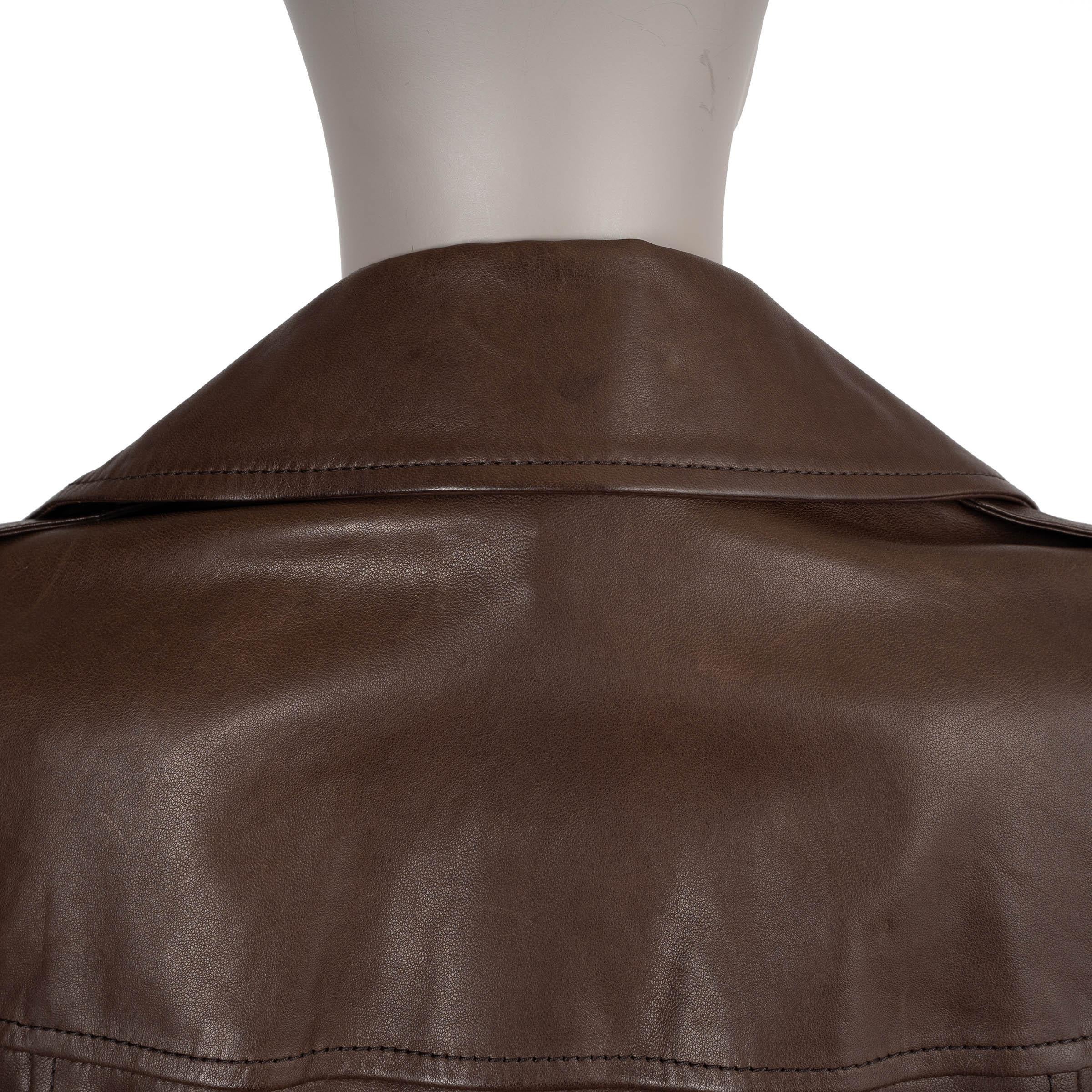 Brunello Cucinelli Giacca BIKER 2020 in pelle marrone scuro 40 S in vendita 2