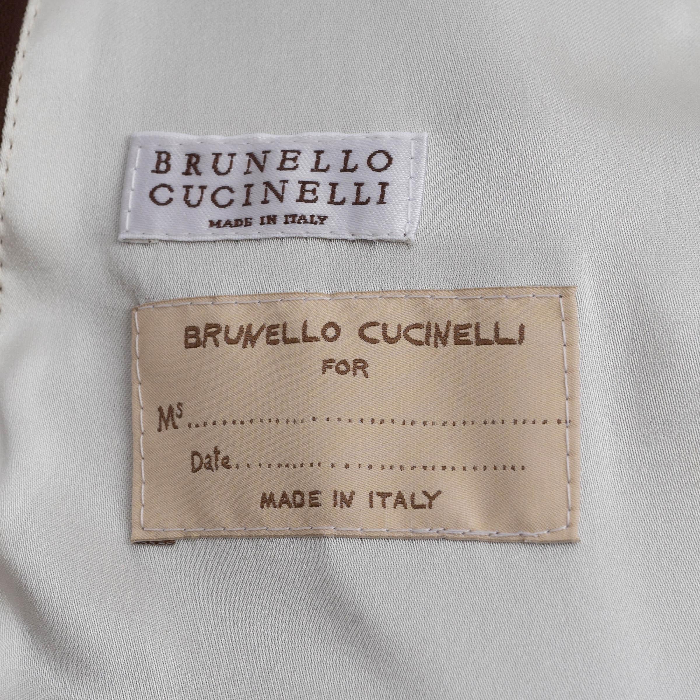 Brunello Cucinelli Giacca BIKER 2020 in pelle marrone scuro 40 S in vendita 3