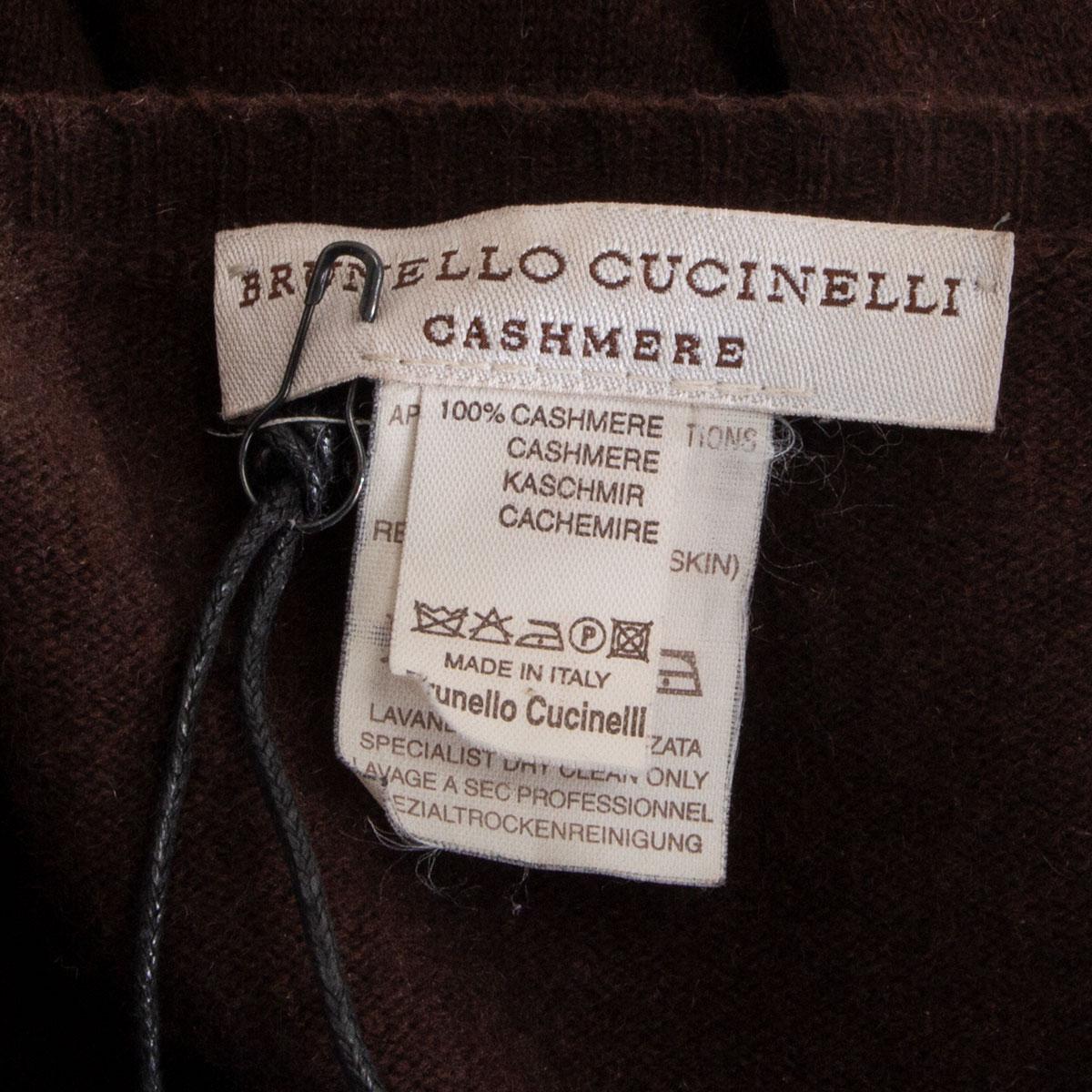 Black BRUNELLO CUCINELLI dark brown leather & cashmere Cardigan Sweater L For Sale