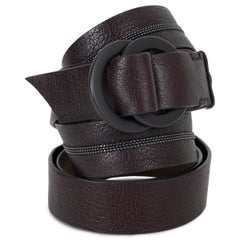BRUNELLO CUCINELLI dunkelbraunes Leder MONILI STRIPE Gürtel M