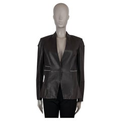 BRUNELLO CUCINELLI dark brown MONILI TRIM LEATHER Jacket 42 M
