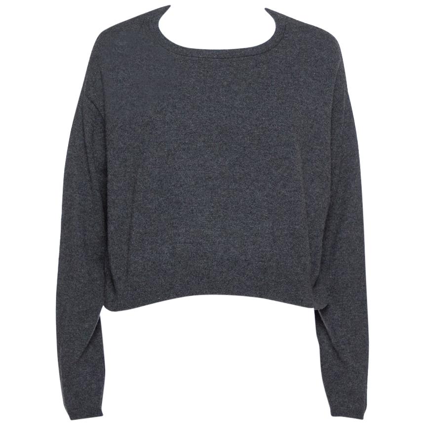 Brunello Cucinelli Dark Grey Cashmere Crop Sweater XXL