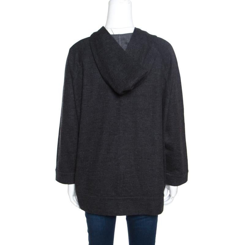 This dark grey hoodie from Brunello Cucinelli is simple and just the right choice for your casual style. It is made from cashmere and designed with a full front zipper, long sleeves, and a hood.

Includes: The Luxury Closet Packaging

