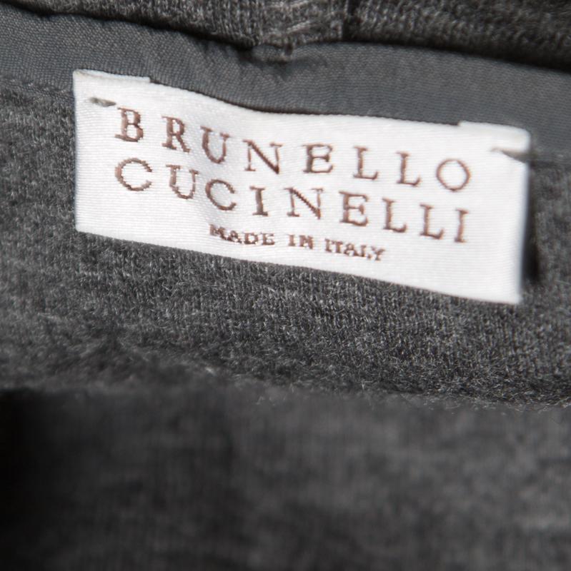 Women's Brunello Cucinelli Dark Grey Cashmere Zip Front Hoodie XXL