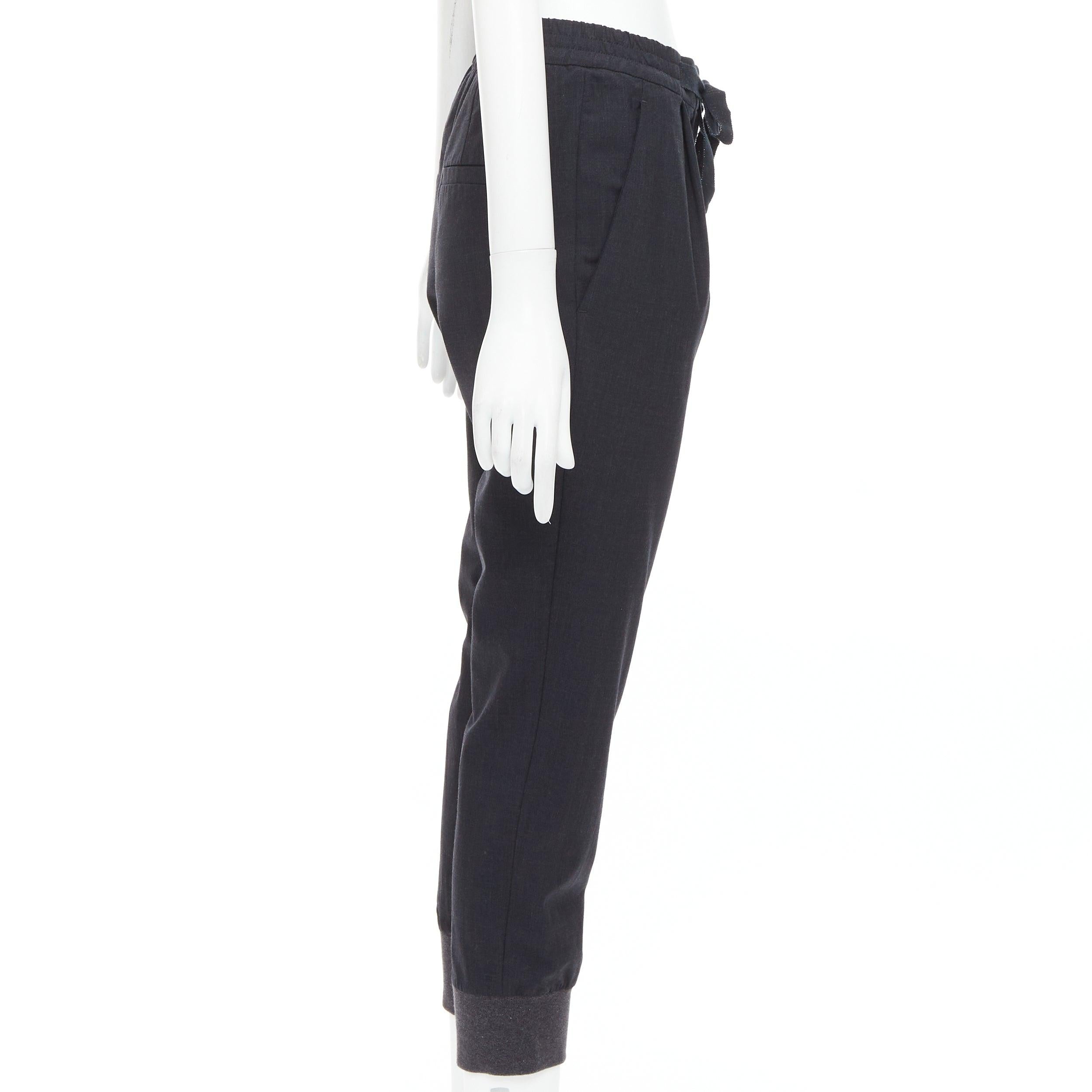 BRUNELLO CUCINELLI Dunkelgraue, entspannte Läuferhose aus Schurwollmischung IT38 XS im Zustand „Hervorragend“ im Angebot in Hong Kong, NT
