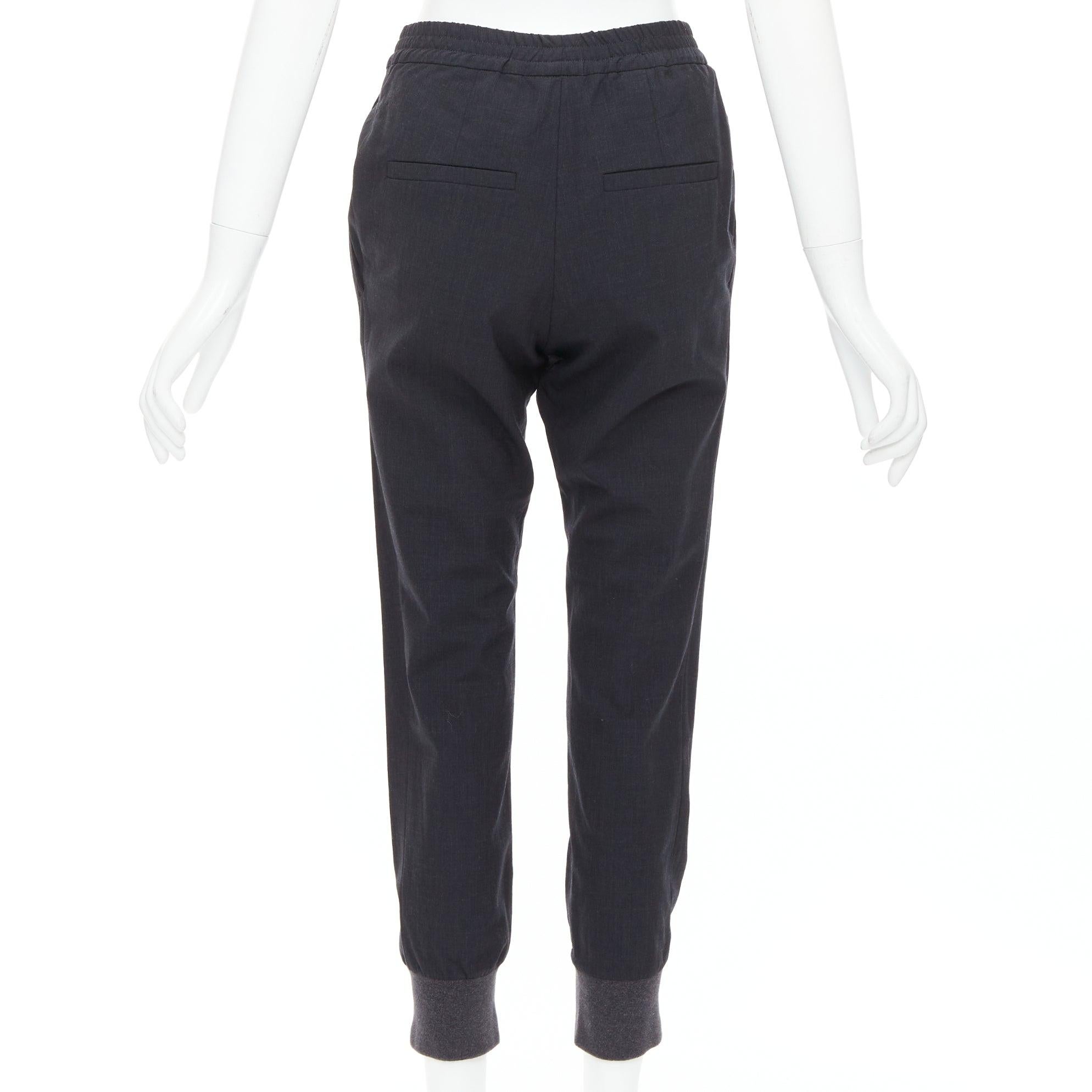 BRUNELLO CUCINELLI Dunkelgraue, entspannte Läuferhose aus Schurwollmischung IT38 XS Damen im Angebot
