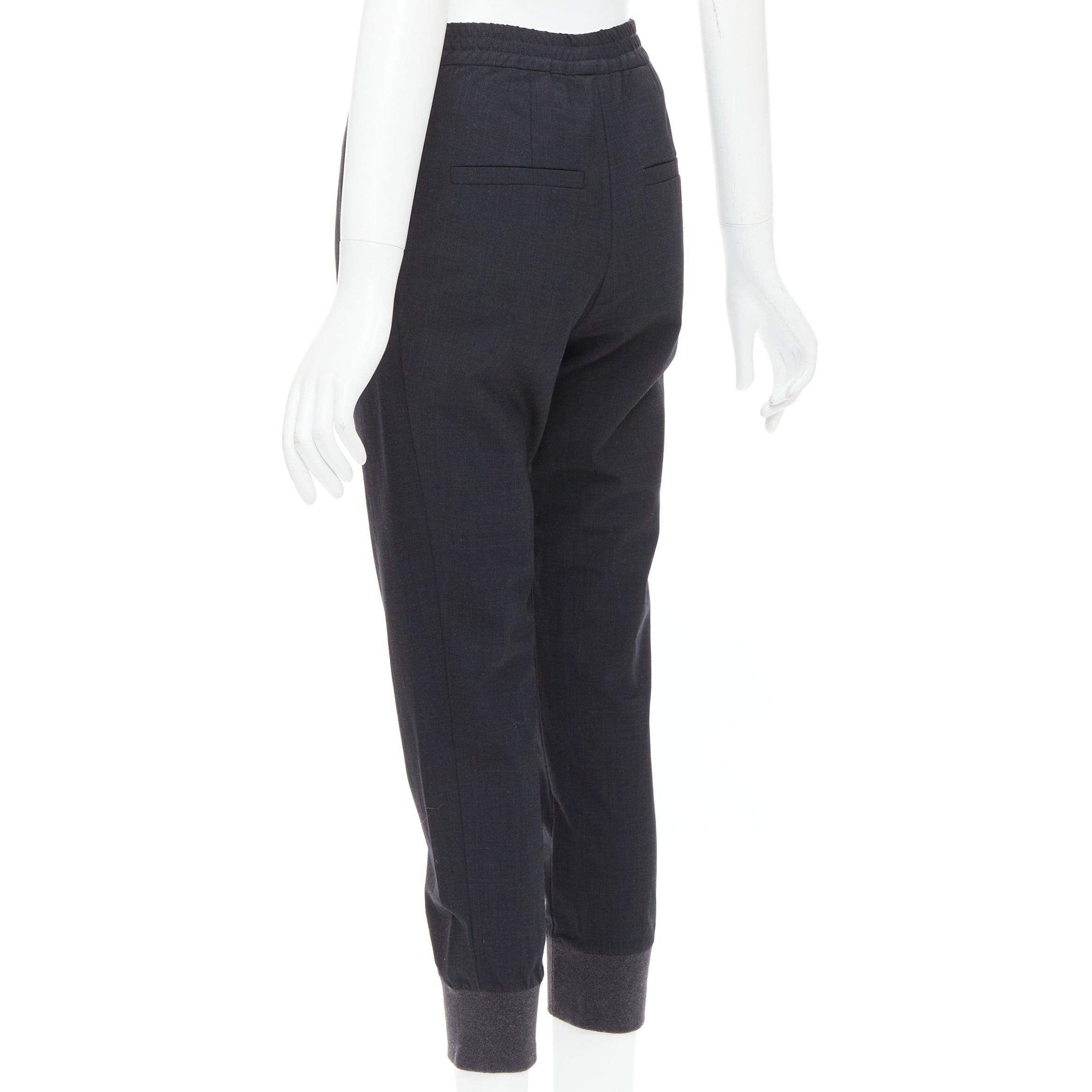 BRUNELLO CUCINELLI Dunkelgraue, entspannte Läuferhose aus Schurwollmischung IT38 XS im Angebot 1