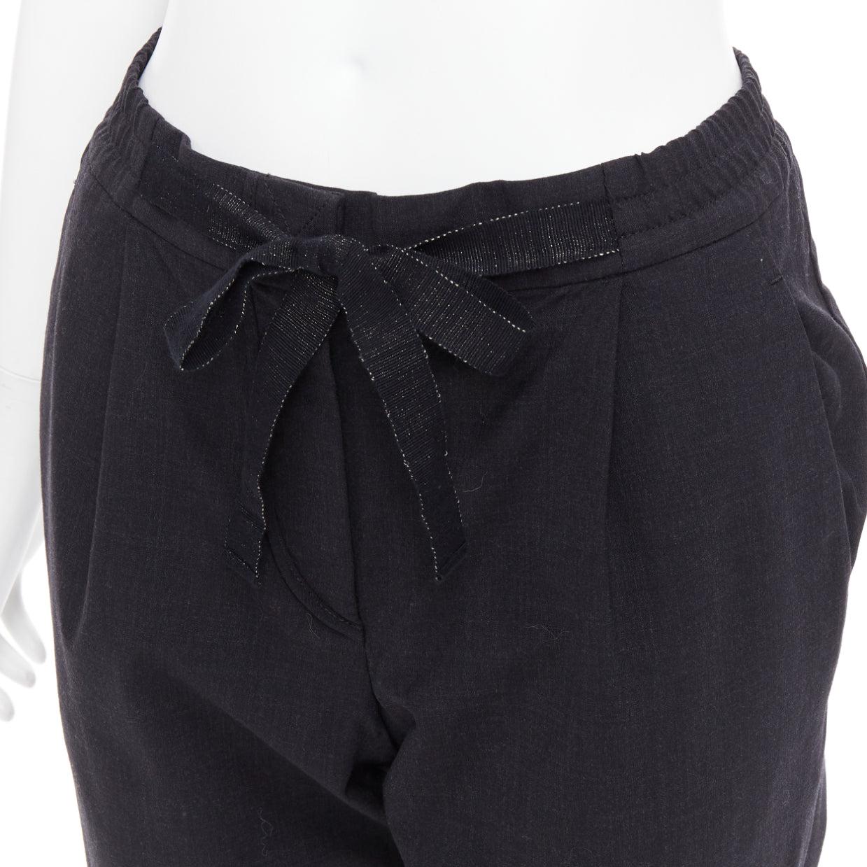 BRUNELLO CUCINELLI Dunkelgraue, entspannte Läuferhose aus Schurwollmischung IT38 XS im Angebot 2