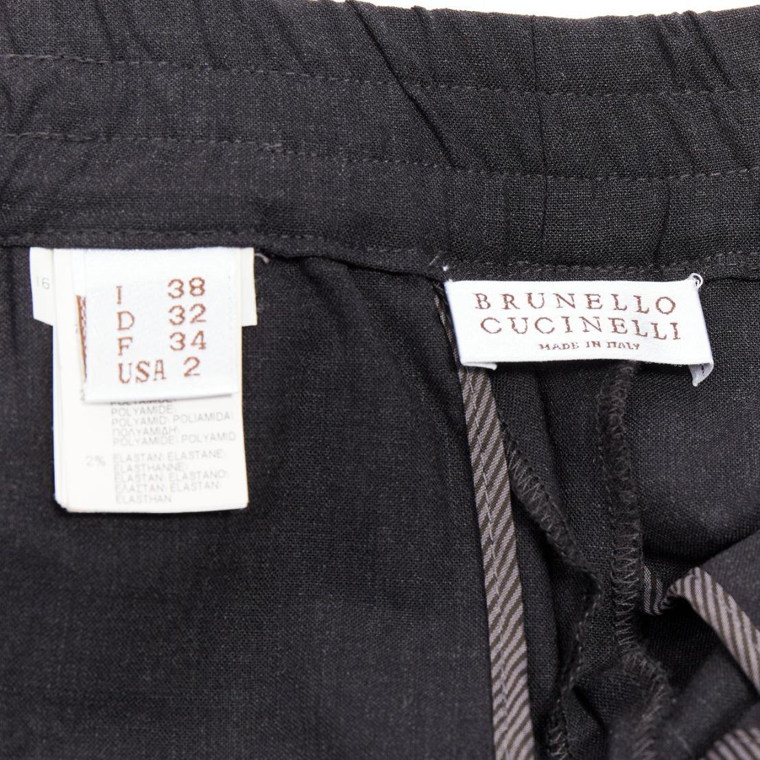 BRUNELLO CUCINELLI Dunkelgraue, entspannte Läuferhose aus Schurwollmischung IT38 XS im Angebot 3